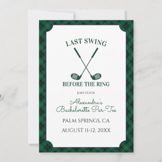 Invitation Enterrement de vie de jeune fille Gingham Vert pou