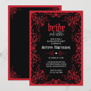 Invitation Enterrement de vie de jeune fille gothique