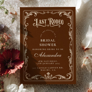 Invitation Enterrement de vie de jeune fille Last Rodeo Brun