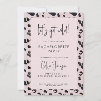 Invitation Enterrement de vie de jeune fille Leopard Rose Let