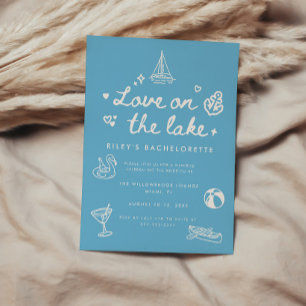 Invitation Enterrement de vie de jeune fille Minimal Bleu Scr