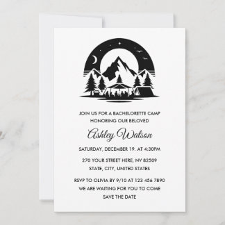Invitation Enterrement de vie de jeune fille minimaliste de c