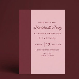 Invitation Enterrement de vie de jeune fille minimaliste mode