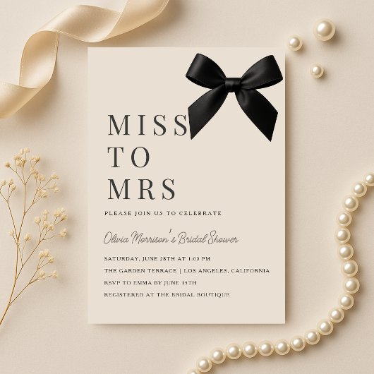 Invitation Enterrement de vie de jeune fille Miss to Mrs Bow