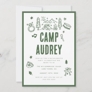 Invitation Enterrement de vie de jeune fille Moderne Camp Bri