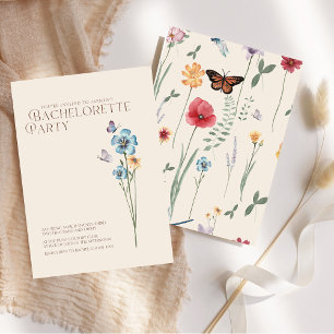 Invitation Enterrement de vie de jeune fille papillon fleur s