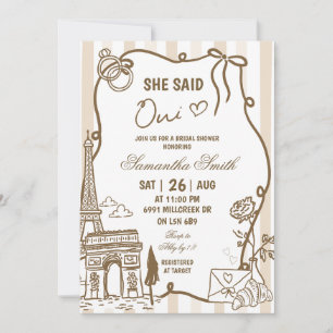Invitation Enterrement de vie de jeune fille Parisien écrit à