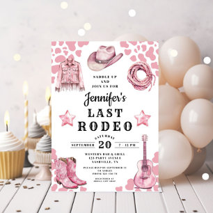 Invitation Enterrement de vie de jeune fille Pink Last Rodeo