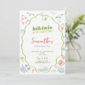 Invitation Enterrement de vie de jeune fille plage Bikinis & (Debout devant)