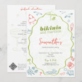 Invitation Enterrement de vie de jeune fille plage Bikinis & (Devant / Derrière)