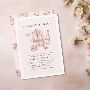 Invitation Enterrement de vie de jeune fille Pyjama & Prosecc