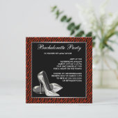 Invitation Enterrement de vie de jeune fille Red Zebra High H (Debout devant)