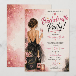 Invitation Enterrement de vie de jeune fille rose glamour