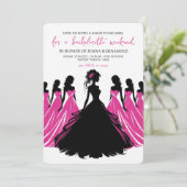 Invitation Enterrement de vie de jeune fille Rose & Noir (Debout devant)