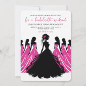 Invitation Enterrement de vie de jeune fille Rose & Noir (Devant)