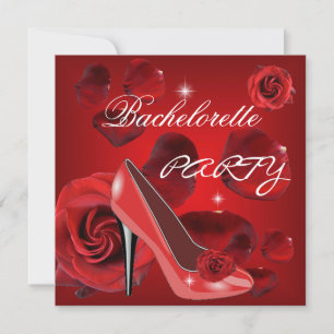 Invitation Enterrement de Vie de Jeune Fille Roses Rouges Cha