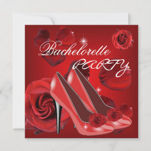 Invitation Enterrement de Vie de Jeune Fille Roses Rouges Cha