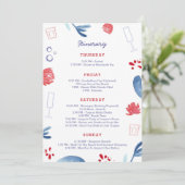 Invitation Enterrement de vie de jeune fille Rouge Blanc Bleu (Debout devant)