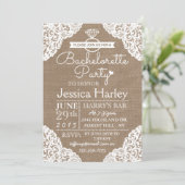 Invitation Enterrement de vie de jeune fille rustique toile d (Debout devant)