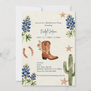 Invitation Enterrement de vie de jeune fille rustique Western