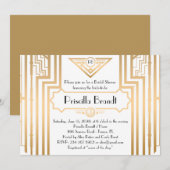 Invitation Enterrement de vie de jeune fille, style Gatsby, b (Devant / Derrière)