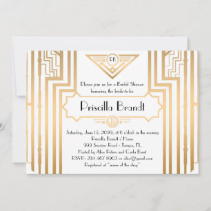 Invitation Enterrement de vie de jeune fille, style Gatsby, b