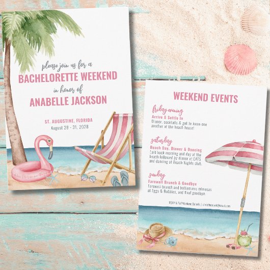 Invitation Enterrement de Vie de Jeune Fille sur la Plage Tro