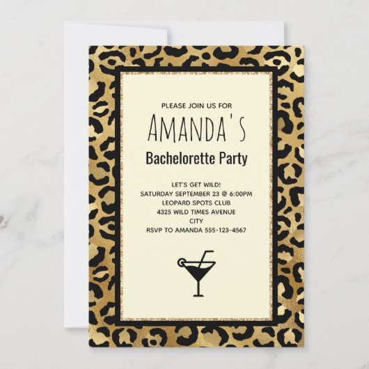 Invitation Enterrement de vie de jeune fille sur le thème léo (Devant)