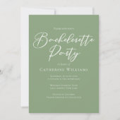 Invitation Enterrement de vie de jeune fille vert sauge chic (Devant)