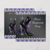 Invitation Enterrement de vie de jeune fille Violet Noir (Devant / Derrière)