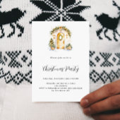 Invitation Entrée cosy or vert luxe Noël fête