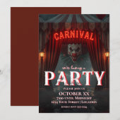 Invitation Entrée de clown de carnaval effrayant pour fête d' (Devant / Derrière)
