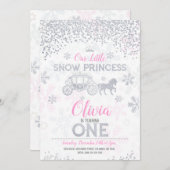 Invitation Entrée Princesse 1er anniversaire Parties scintill (Devant / Derrière)