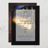 Invitation Entrepôt industriel rustique Mariage Edison Lumièr (Devant / Derrière)