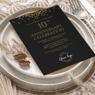 Invitation Entreprise - 10e anniversaire - Or noir