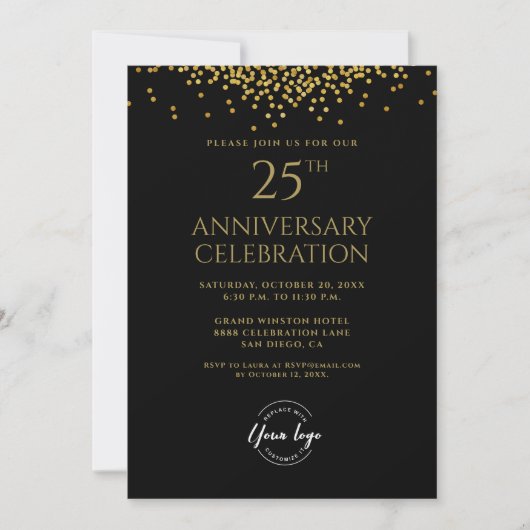 Invitation Entreprise 25e anniversaire Black Gold (Devant)