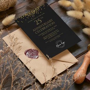Invitation Entreprise 25e anniversaire Black Gold