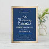 Invitation ENTREPRISE ANNIVERSAIRE affaires moderne marine or (Debout devant)