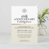 Invitation ENTREPRISE ANNIVERSAIRE élégant ivoire noir or (Debout devant)