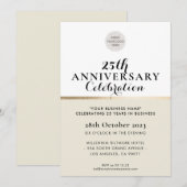 Invitation ENTREPRISE ANNIVERSAIRE élégant ivoire noir or (Devant / Derrière)