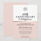 Invitation ENTREPRISE ANNIVERSAIRE élégant noir blush or rose (Devant / Derrière)