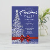 Invitation ENTREPRISE Arbre de Noël Ruban Red Navy Party (Debout devant)