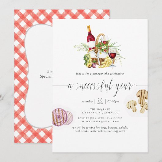 Invitation Entreprise BBQ Picnic Ajouter un logo (Devant / Derrière)
