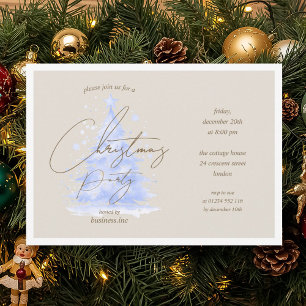 Invitation Entreprise Blue Christmas Tree Fête