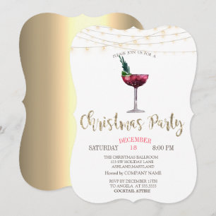 Invitation Entreprise de Noël Cocktail, Guirlandes Lumineuses