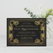 Invitation Entreprise Événement Gold & Black Fancy Bordure (Debout devant)