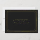 Invitation Entreprise Événement Gold & Black Fancy Bordure (Dos)