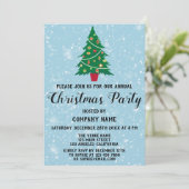 Invitation Entreprise Fête de Noël Arbre Bleu neige (Debout devant)