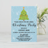 Invitation Entreprise Fête de Noël Arbre Bleu neige (Debout devant)