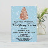 Invitation Entreprise Fête de Noël Arbre Bleu neige (Debout devant)